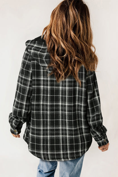 Plaid Sherpa Lined Hooded Shacket