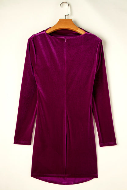 Velvet Long Sleeve Bodycon Dress