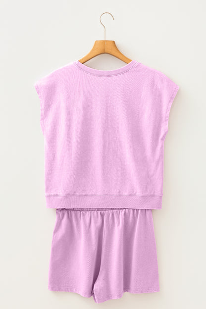 Mineral Wash Top & Drawstring Shorts Set