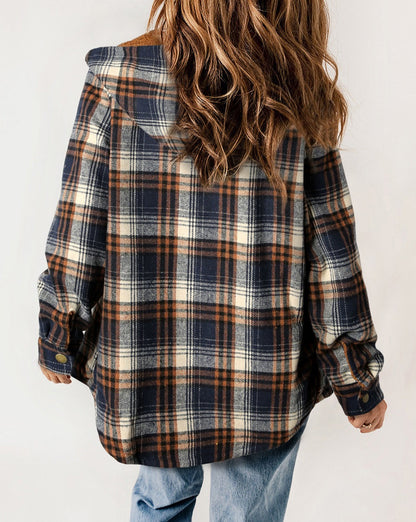 Plaid Sherpa Lined Hooded Shacket