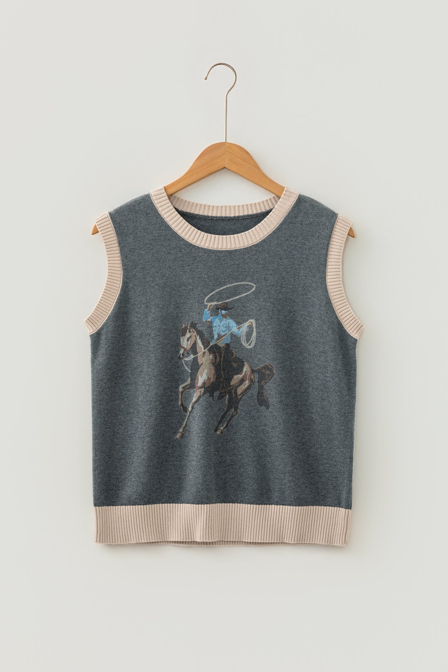 Western Colorblock Sleeveless Knit Vest