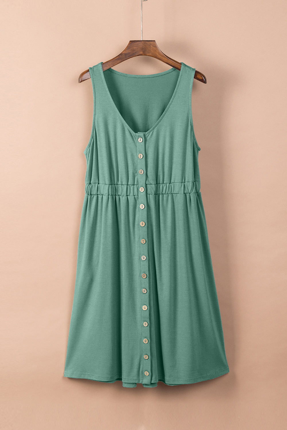 Buttoned Sleeveless High Waist Dress