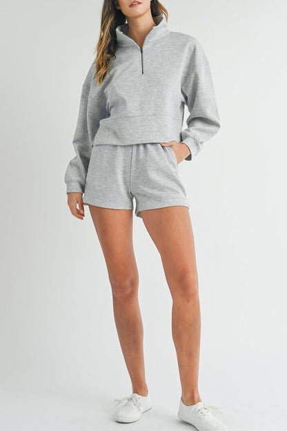 Zipped Sweatshirt and Shorts Set