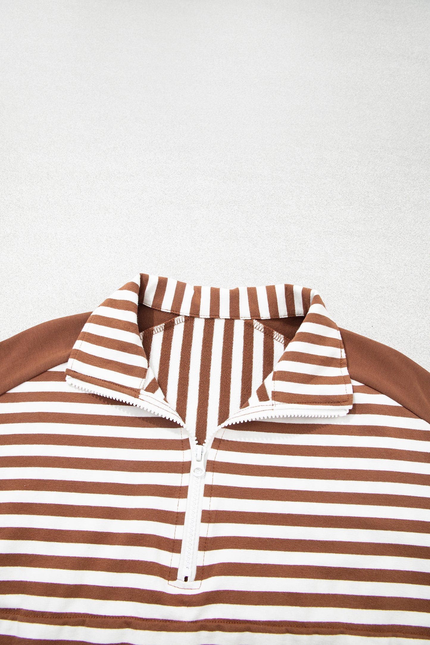 Stripe Patchwork Quarter Zip Sweatshirt & Shorts Set