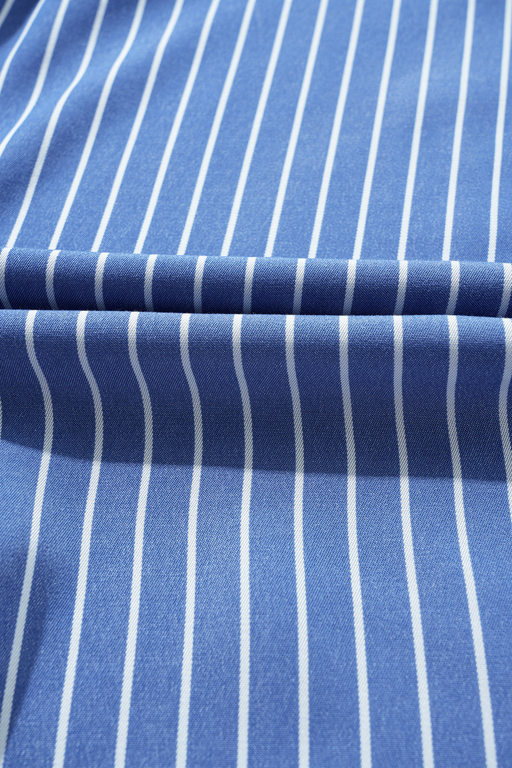 Stripe Frilly Neck Shirred Ruffle Sleeve Mini Dress