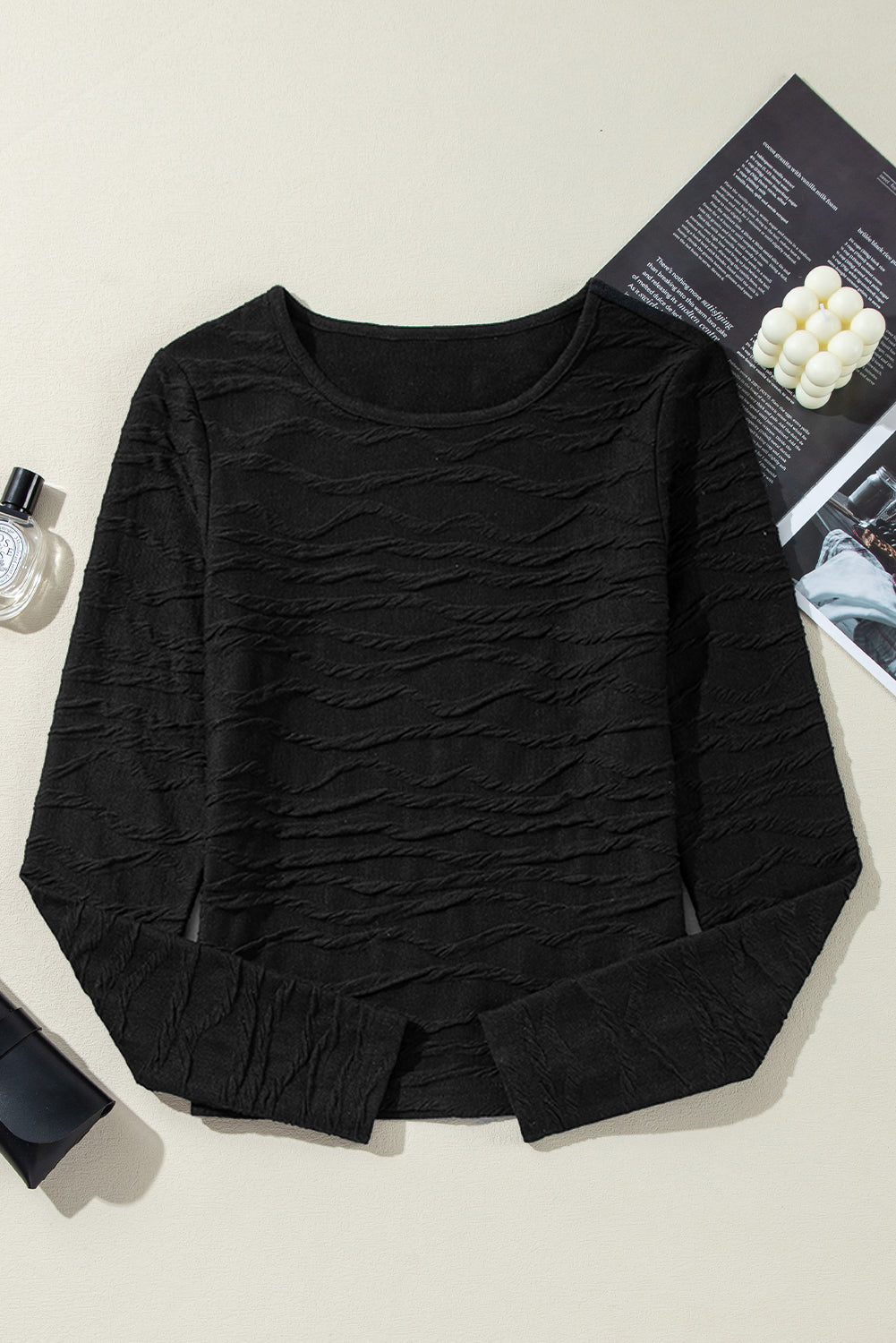 Wavy Texture Long Sleeve T-Shirt