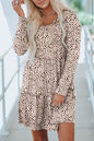 Leopard Tiered Long Sleeve Dress