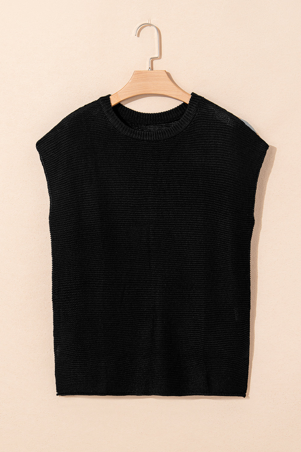 Solid Short Sleeve Side Slit Sweater Tee