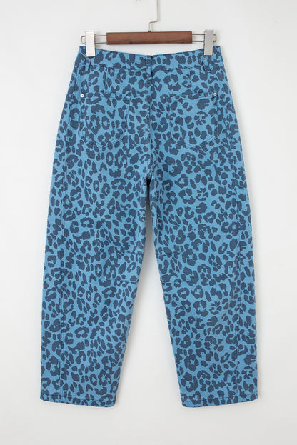Leopard High Waist Straight Jeans