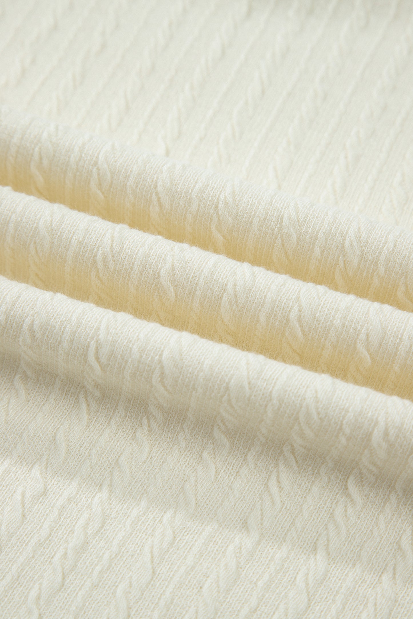Cable Knit Textured V-Neck Short Sleeve T-Shirt