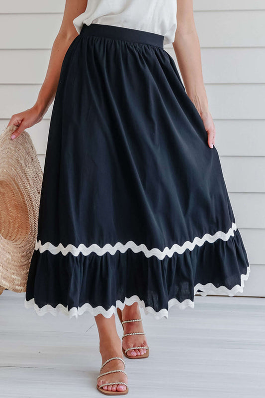 Ricrac Trim Midi Skirt