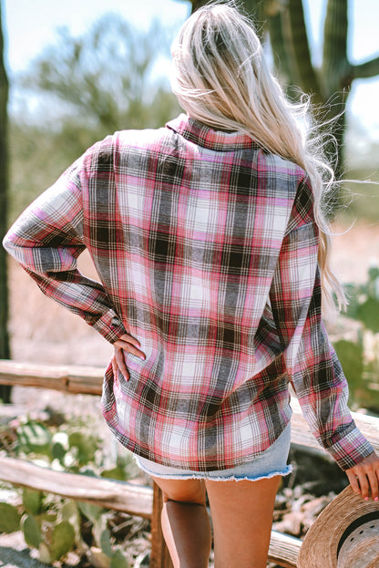 Plaid Flap Pocket Button-Up Shacket