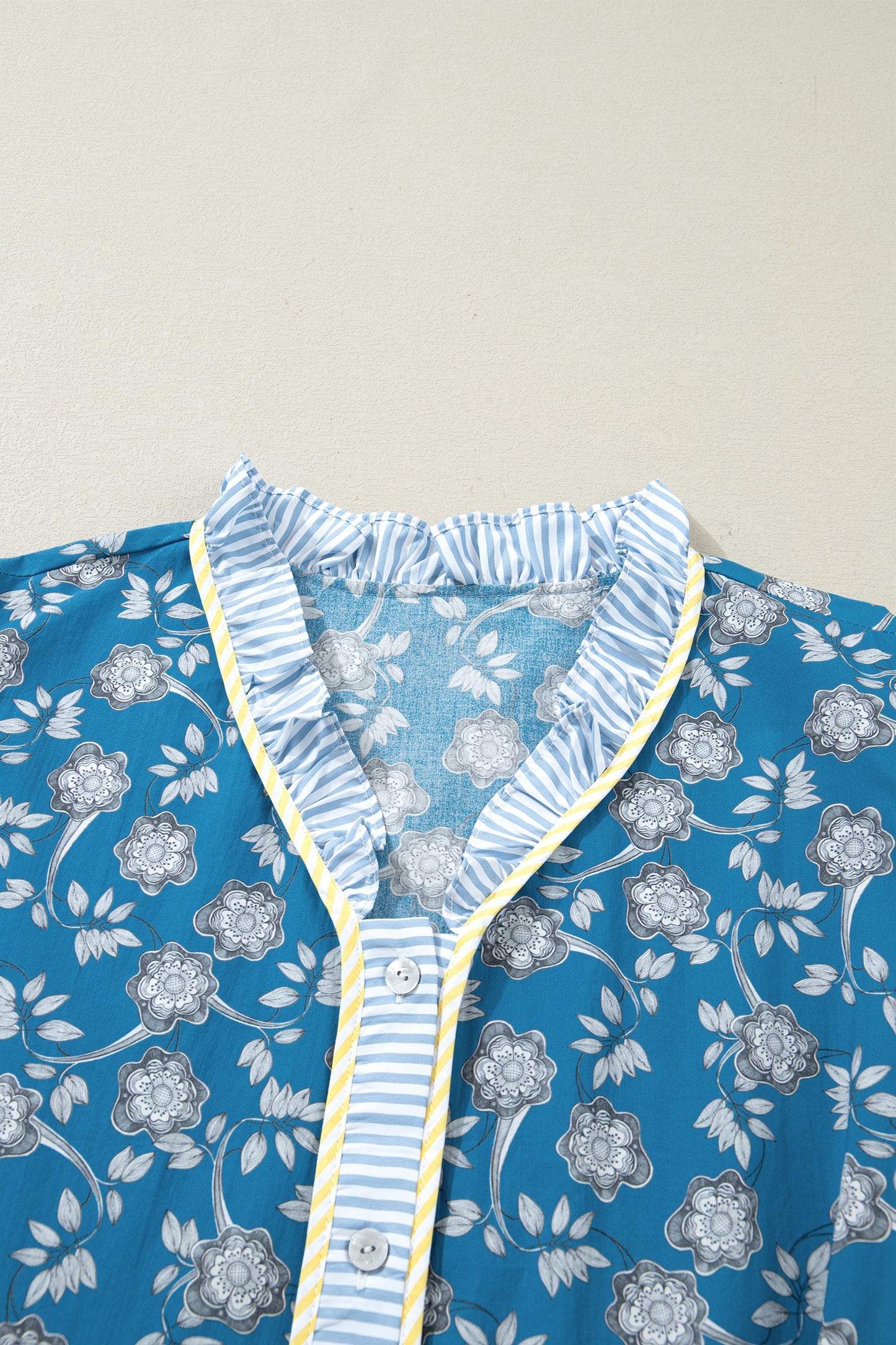 Plus Size Floral Stripe Patchwork Ruffle Dress