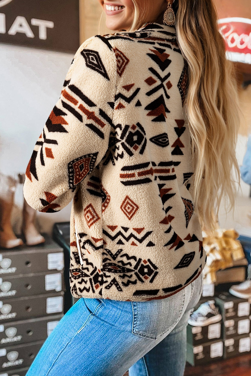 Western Aztec Fleece Half Zip Sweatshirt