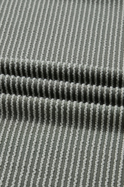 Solid Corded Knit Long Sleeve Top