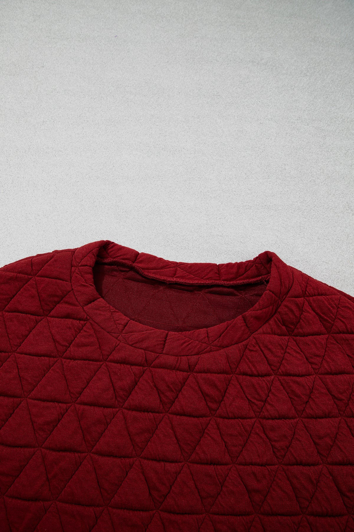 Plus Size Solid Quilted 3/4 Puff Sleeve Blouse