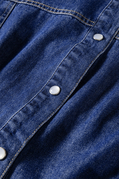 Denim Shirt Collar Long Sleeve Mini Dress