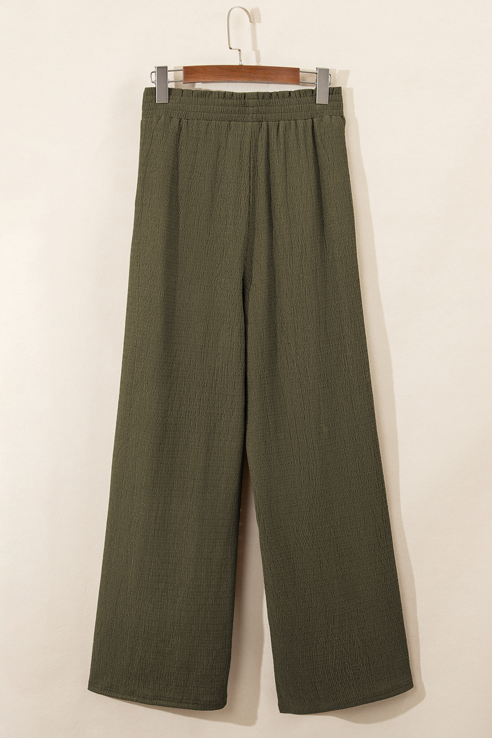 Texture Shirred Waist Pants Plus Size