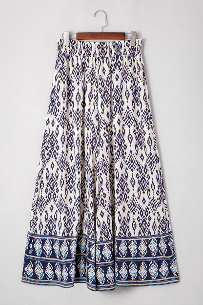 Boho Smocked High Waist Wide Leg Pants