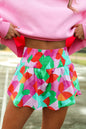 Abstract Smocked High Waist Shorts