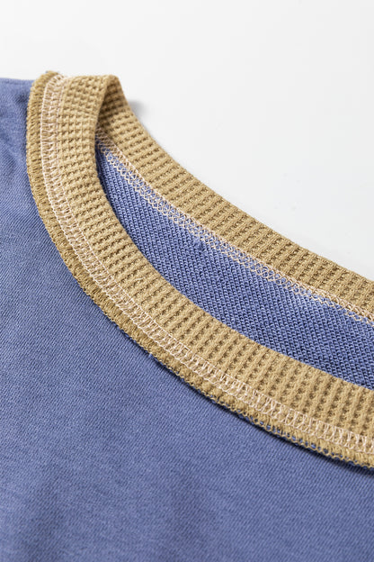 Colorblock Waffle Patchwork Oversize Sweatshirt