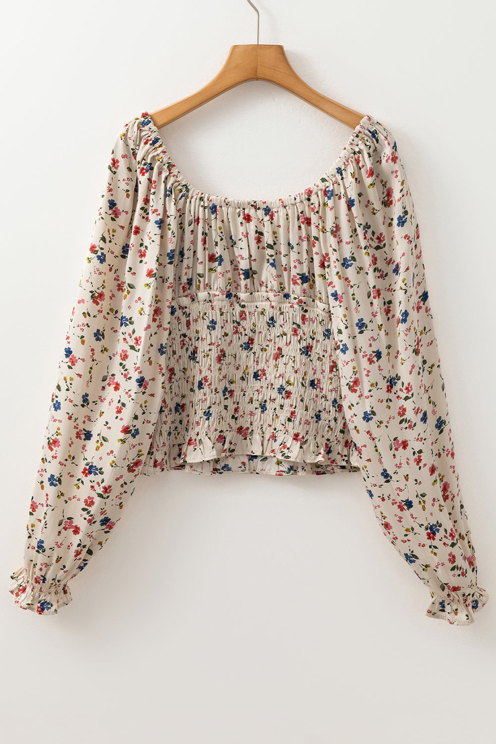 Floral Boho Smocked V-Neck Blouse