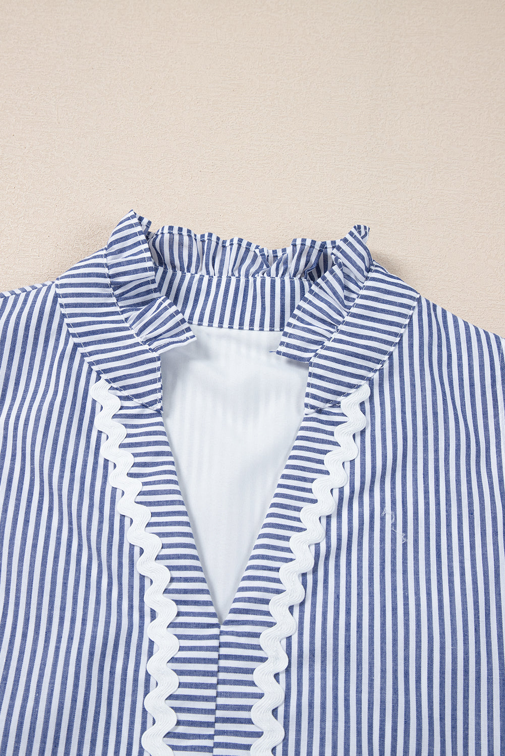 Stripe Sleeveless Contrast Ricrac Trim Mini Dress