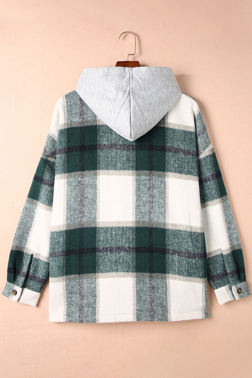 Plaid Button Front Hooded Shacket