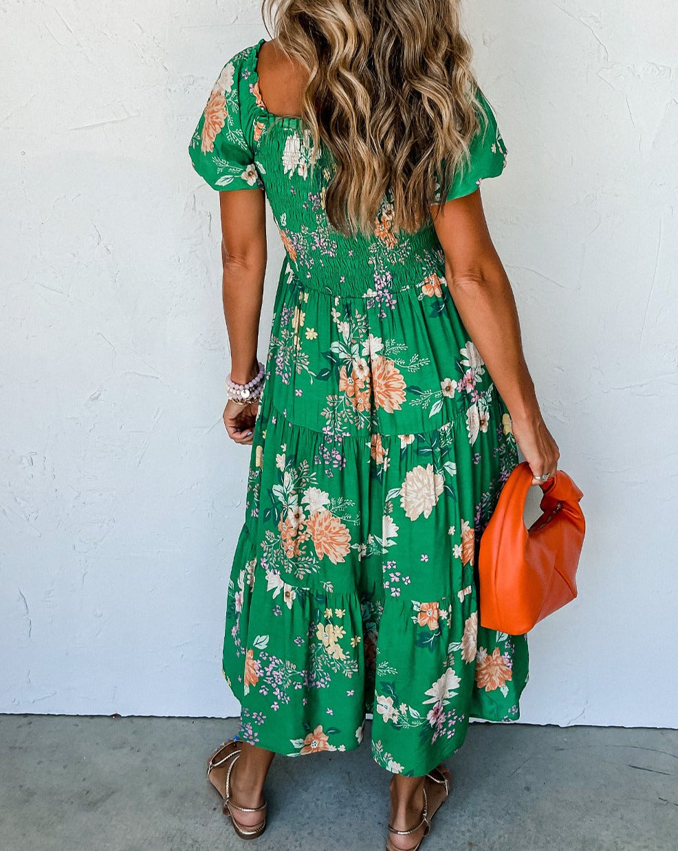 Floral Smocked Tiered Midi Dress