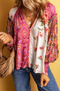 Floral Patchwork V-Neck Blouse