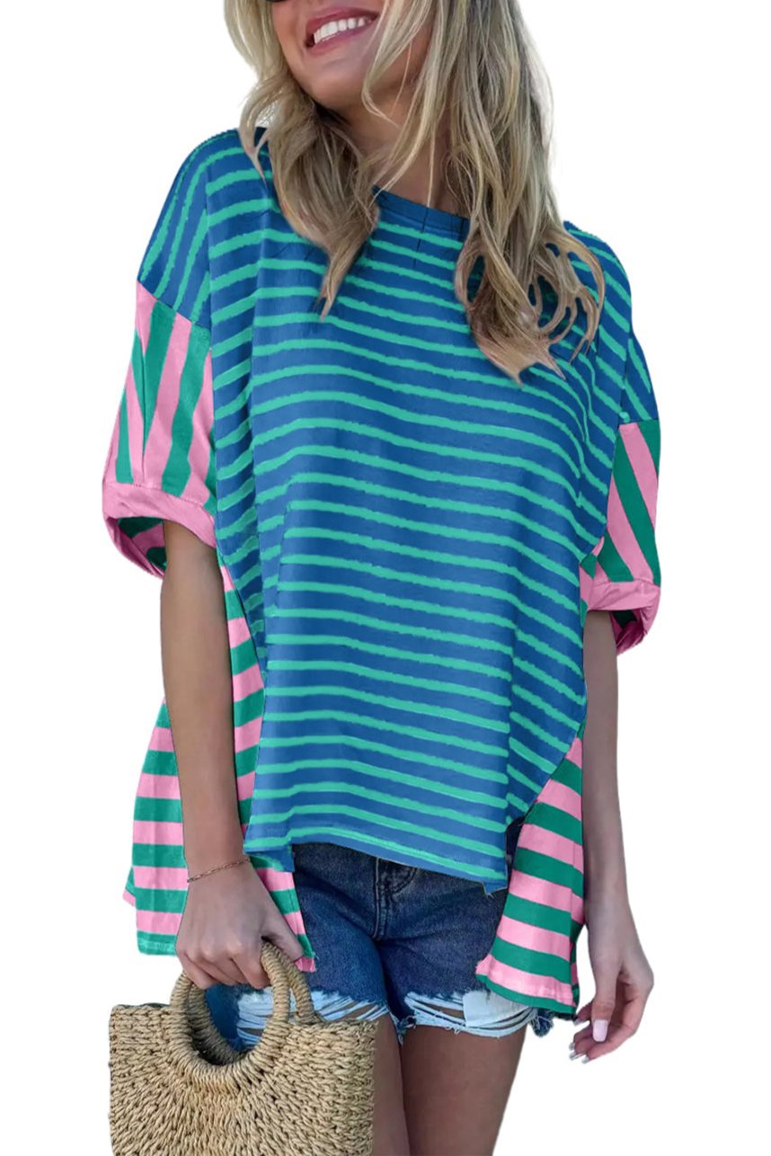 Stripe Colorblock Short Sleeve T-Shirt