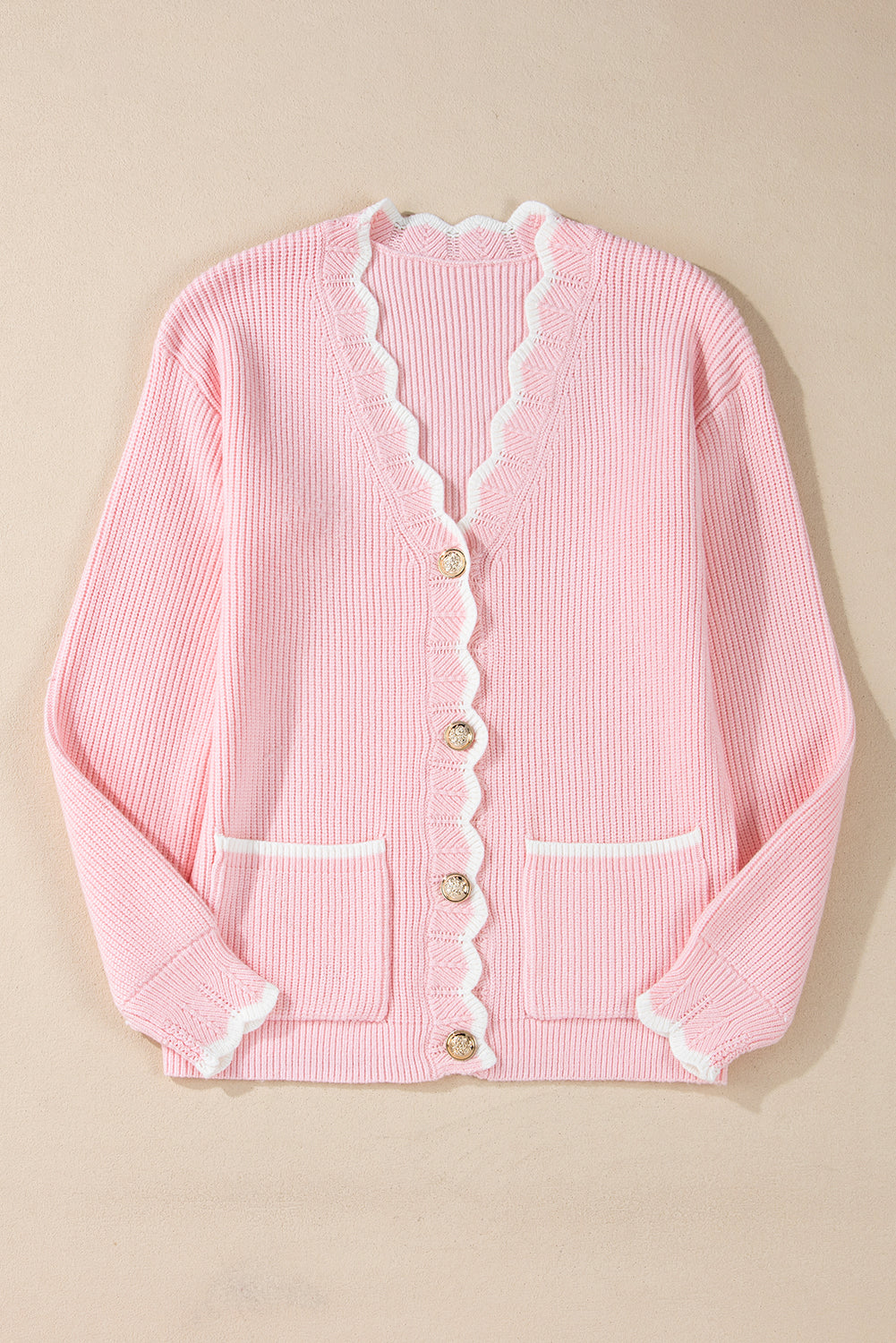 Ribbed Knit Buttoned Cardigan