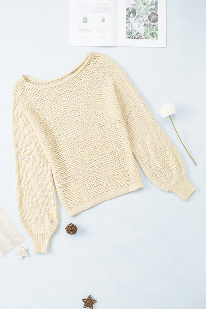 Hollowed Knit Boatneck Sweater