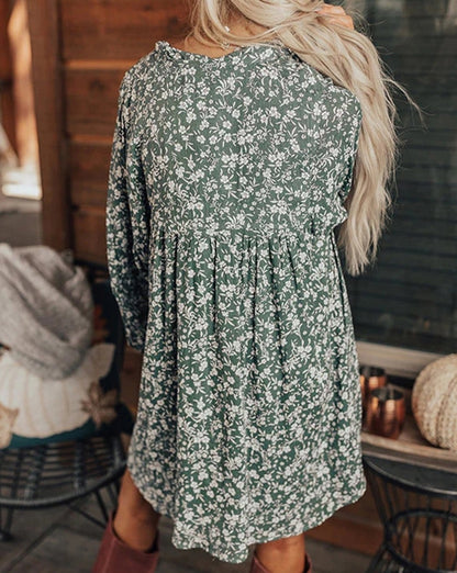 Floral Puff Sleeve Babydoll Dress