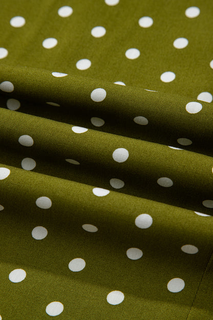 Polka Dot Lace V-Neck Smocked Maxi Dress