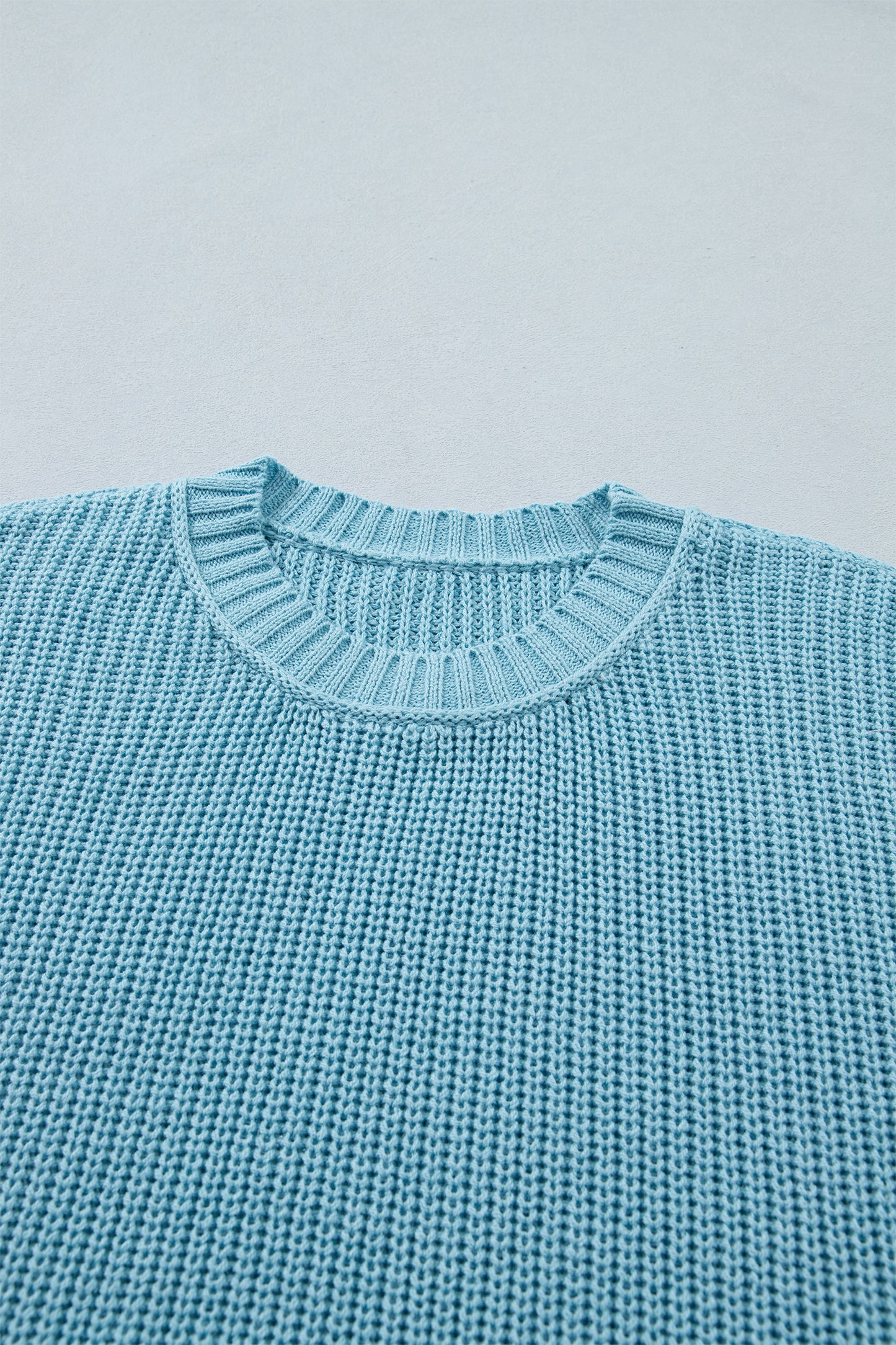 Solid Exposed Seam 3/4 Sleeve Loose Sweater