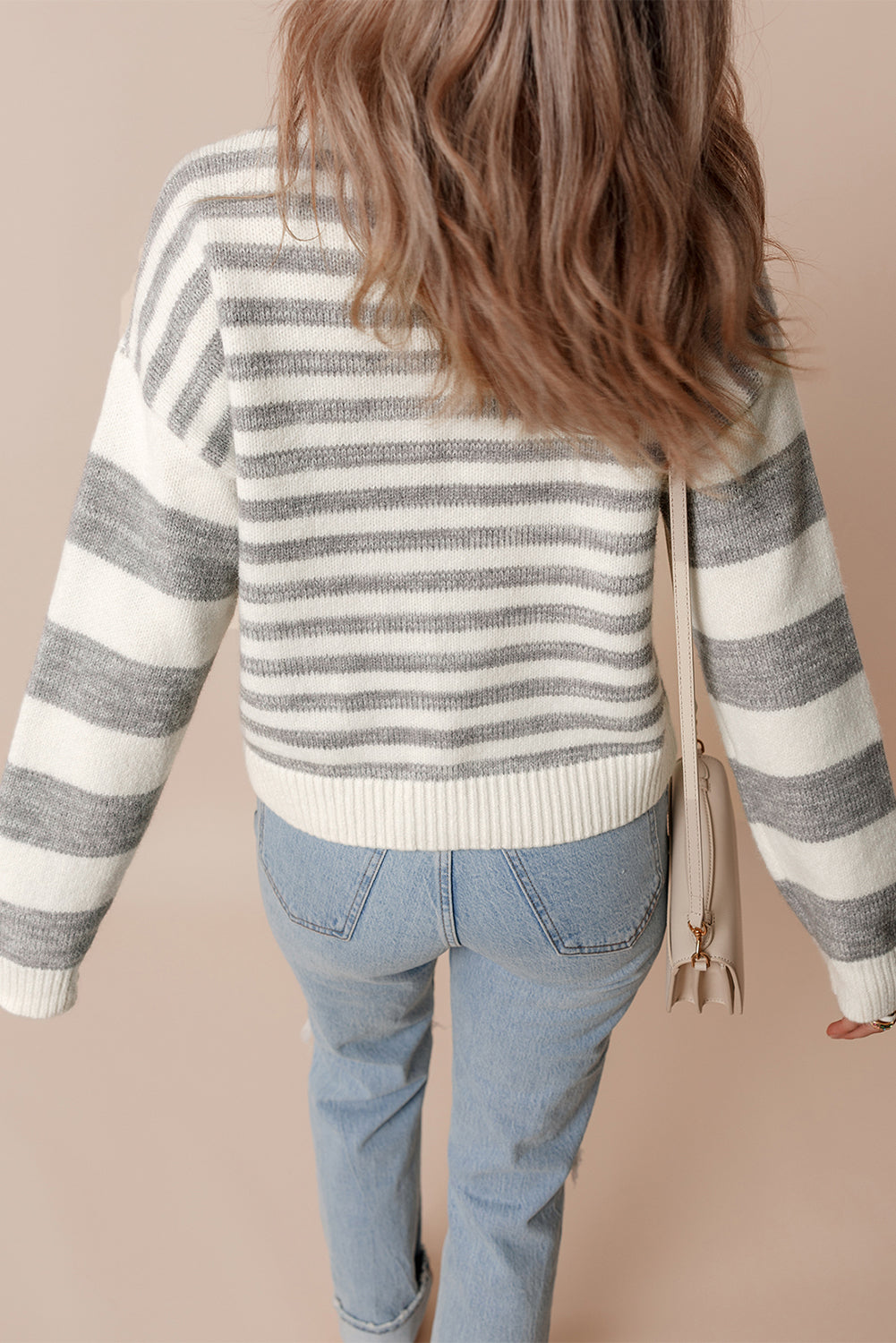 Stripe Drop Shoulder Crewneck Sweater