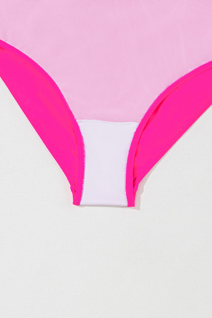 Colorblock Crisscross Straps Tie Back Flared Swimsuit