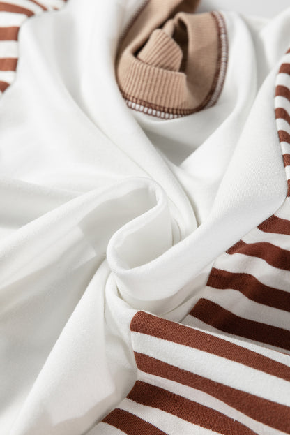 Stripe Colorblock Patchwork Contrast Stitch Sweatshirt