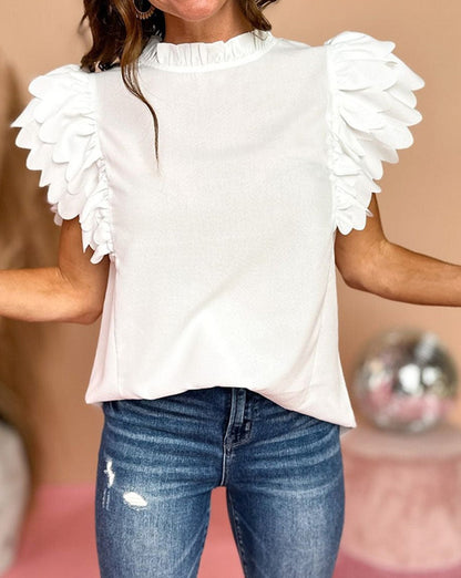 Scallop Ruffle Short Sleeve Top