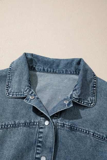 Western Mineral Wash Denim Long Sleeve Shirt Jacket