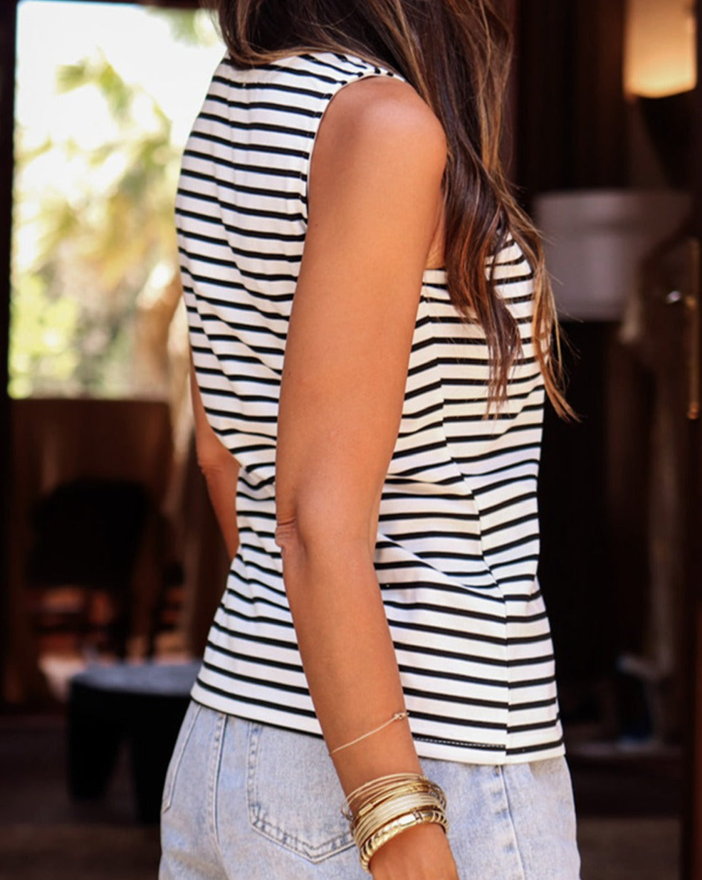 Stripe Scoop Neck Tank Top