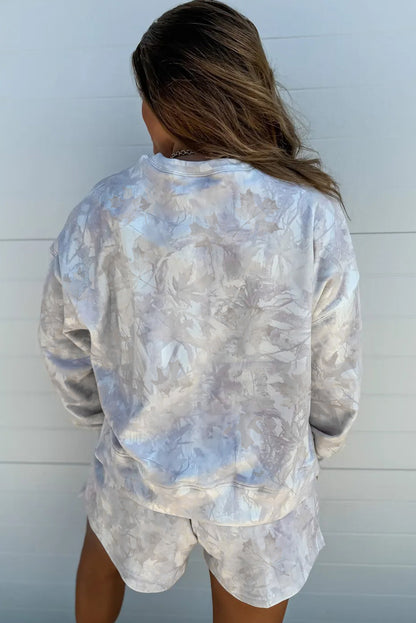 Camo Abstract Top and Elastic Waist Short Set