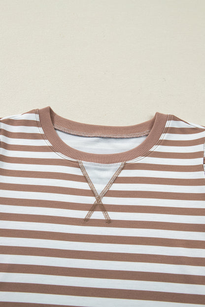 Stripe Short Bubble Sleeve T-Shirt