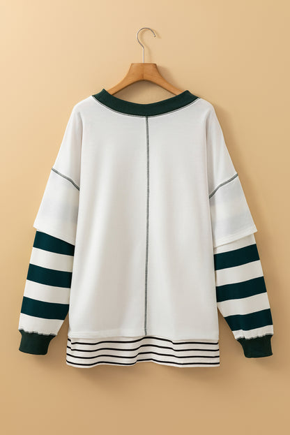 Stripe Colorblock Reverse Seam Sweatshirt