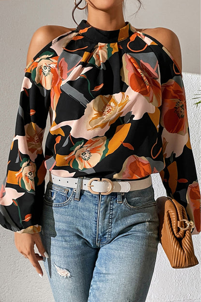 Floral Cold Shoulder Blouse