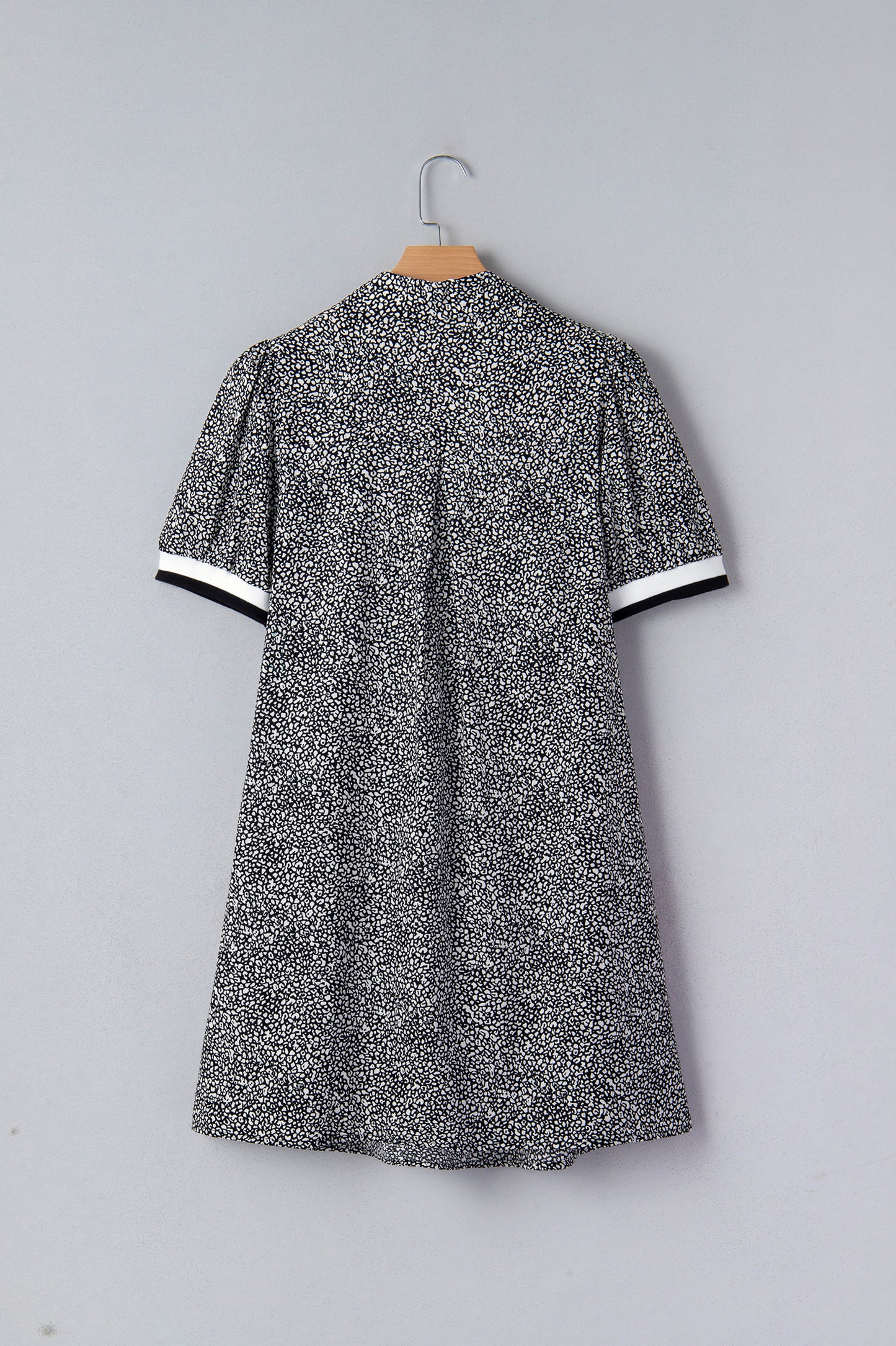 Leopard Contrast Stripe Polo Collar Dress