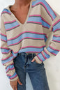 Stripe V-Neck Drop Shoulder Sweater