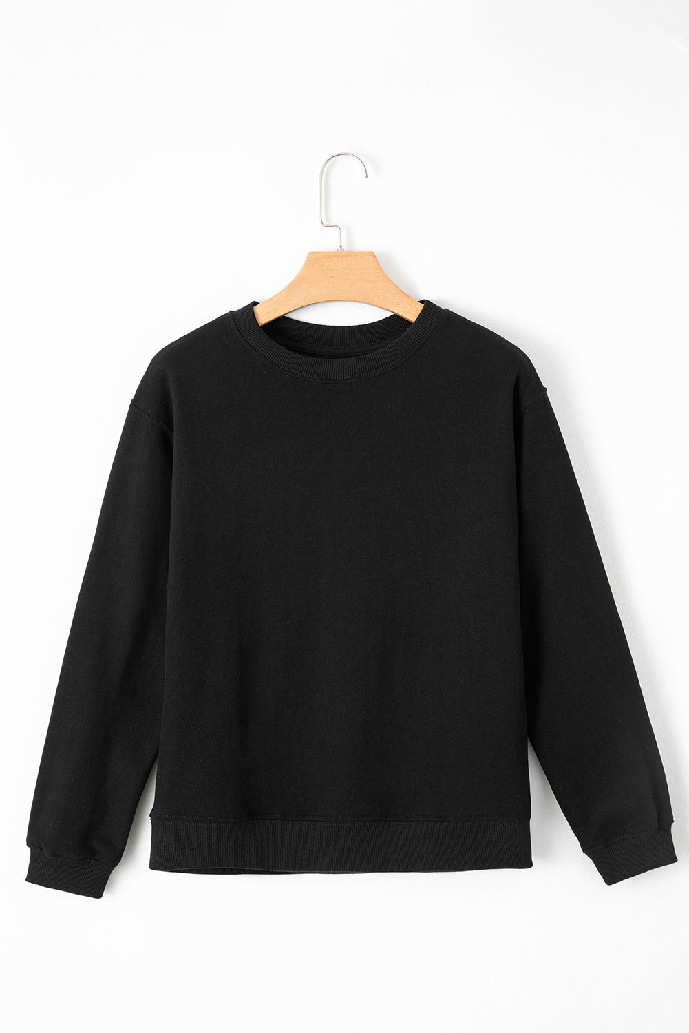 Solid Fleece Lined Drop Shoulder Terry Sweatshirt