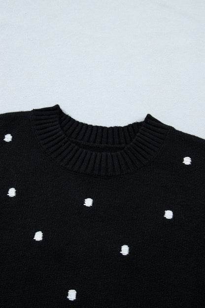 Polka Dot Bubble Short Sleeve Sweater